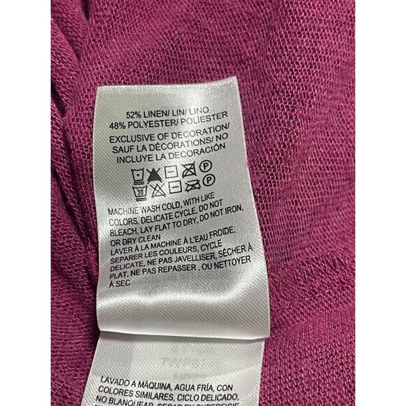 Lucky Brand Pink Sleeveless Top With Crochet Lace Cap Sleeves Size S Linen Blend - Picture 6 of 6